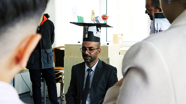 Mohammed Hammad with his doctoral hat